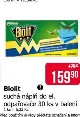 Biolit suchá náplň do el. odpařovače 30 ks Teta drogerie