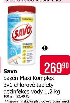 Savo bazén Maxi Komplex 3v1 chlorové tablety dezinfekce vody 1,2 kg