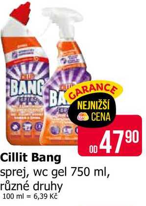 Cillit Bang sprej, wc gel 750 ml, různé druhy Teta drogerie