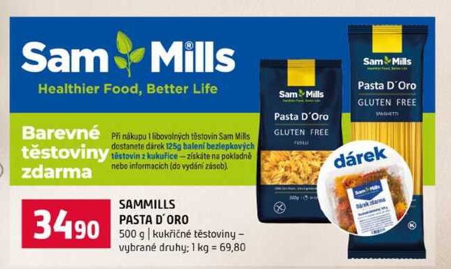 SAMMILLS PASTA D'ORO 500 g kukřičné těstoviny vybrané druhy
