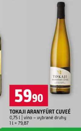 TOKAJI ARANYFÜRT CUVEÉ 0,75l vino vybrané druhy