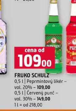 FRUKO SCHULZ 0,5l Peprmintový likér vol. 20% 0,5l Červený punč vol. 30%
