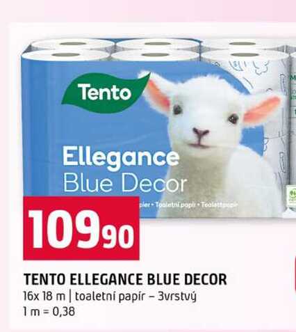 TENTO ELLEGANCE BLUE DECOR 16x 18 m toaletní papír 3vrstvý Terno
