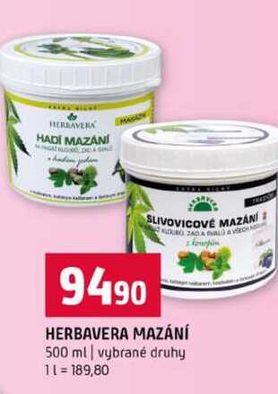 HERBAVERA MAZÁNÍ 500 ml vybrané druhy Terno