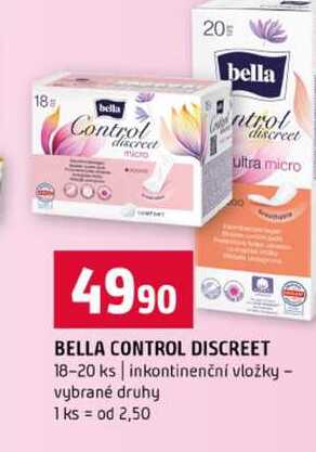 BELLA CONTROL DISCREET 18-20 ks inkontinenční vložky vybrané druhy Terno