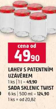 LAHEV S PATENTNÍM UZÁVĚREM 1ks SADA SKLENIC TWIST 6 ks 500 ml