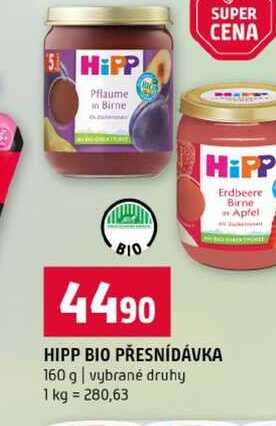 HIPP BIO PŘESNÍDÁVKA 160 g vybrané druhy