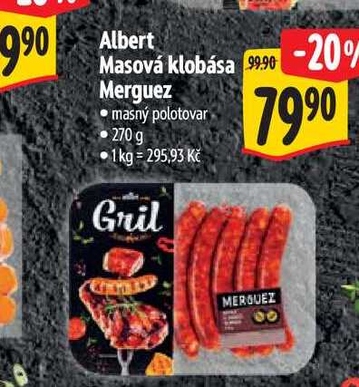 Albert Masová klobása Merguez 270 g