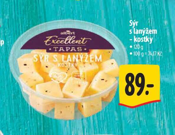 Sýr s lanýžem - kostky 120 g