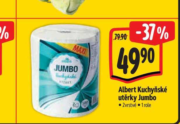 Albert Kuchyňské utěrky Jumbo 2vrstvé  1 role Albert
