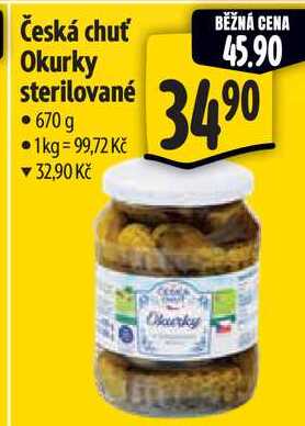 Česká chuť Okurky sterilované, 670 g  