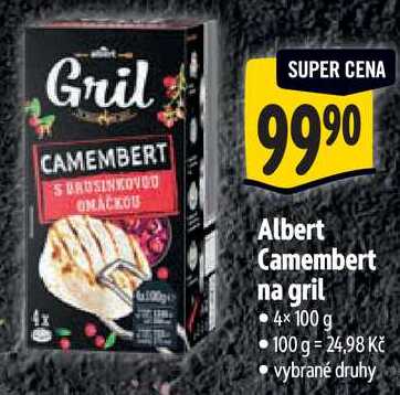 Albert Camembert na gril, 4x 100 g 