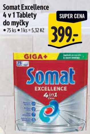 Somat Excellence 4 v 1 Tablety do myčky, 75 ks Albert