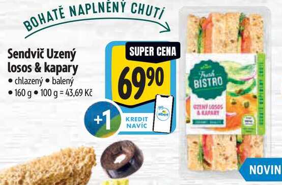 Sendvič Uzený losos & kapary, 160 g