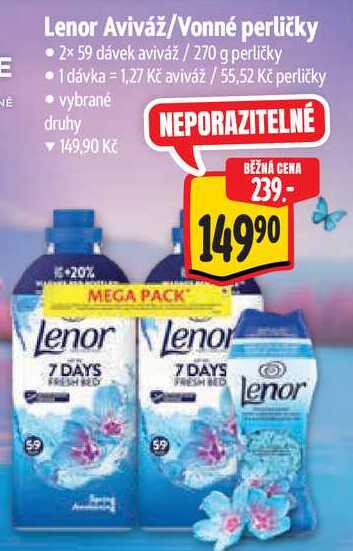 Lenor Aviváž/Vonné perličky, 2x 59 dávek aviváž/270 g perličky Albert