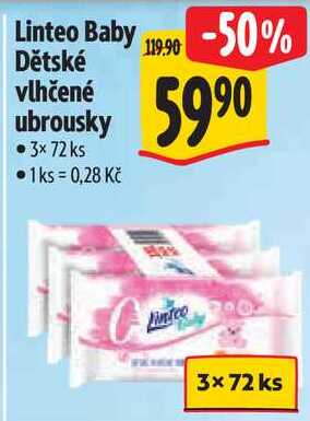 Linteo Baby Dětské vlhčené ubrousky, 3x 72 ks Albert
