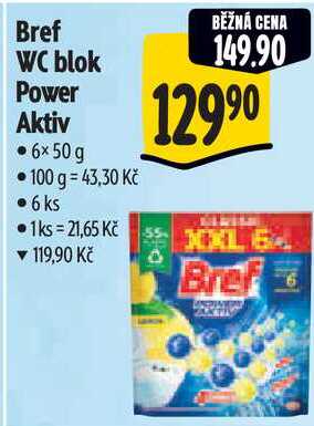 Bref WC blok Power Aktiv, 6x 50 g 