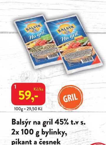 Balsýr na gril 45% t.v s. 2x 100 g bylinky, pikant a česnek 