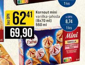 Kornout mini vanilka-jahoda 8x70 ml 560 ml 