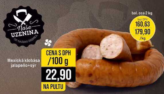 Mexická klobása jalapeño+sýr 100g