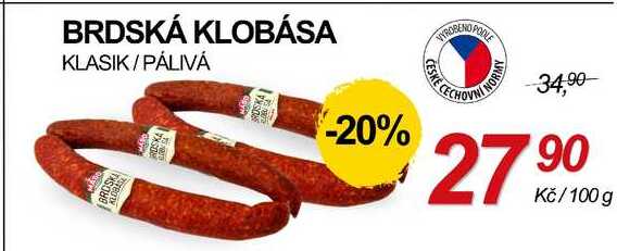 BRDSKÁ KLOBÁSA KLASIK/PÁLIVÁ, 100 g