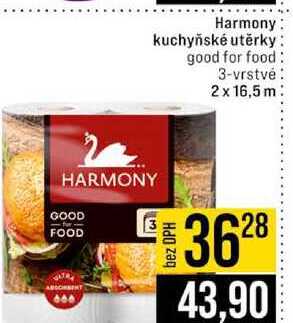 Harmony kuchyňské utěrky good for food 3-vrstvé 2x16,5 m JIP