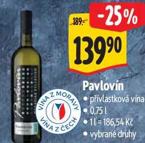 Pavlovín, 0,75 l 