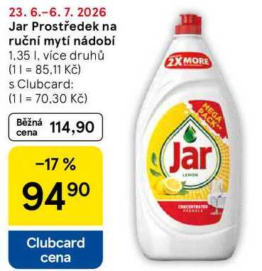 Jar Prostředek na ruční mytí nádobí, 1.35 I
