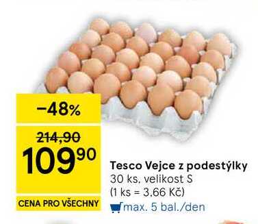 Tesco Vejce z podestýlky, 30 ks, velikost S