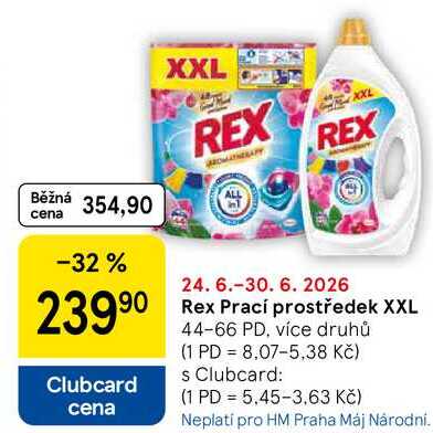 Rex Prací prostředek XXL, 44-66 PD, více druhů Tesco