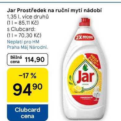 Jar Prostředek na ruční mytí nádobí, 1.35 l Tesco