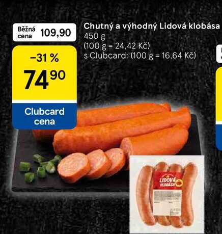 Chutný a výhodný Lidová klobása, 450 g  