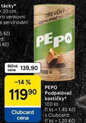 PEPO Podpalovač kostičky, 100 ks Tesco