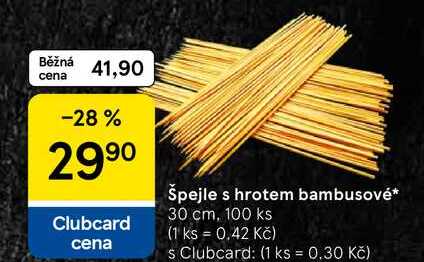 Špejle s hrotem bambusové, 30 cm, 100 ks Tesco