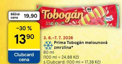 Prima Tobogán melounová zmrzlina, 80 ml
