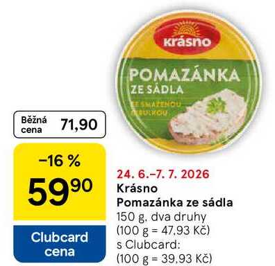Krásno Pomazánka ze sádla, 150 g