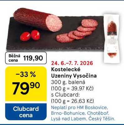 Kostelecké Uzeniny Vysočina, 300 g, balená