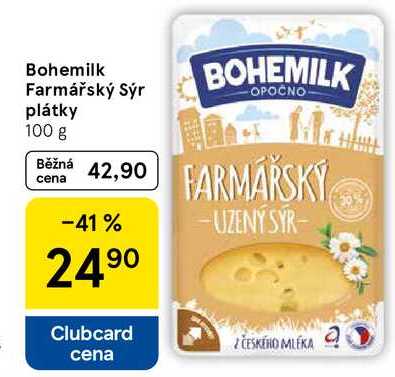 Bohemilk Farmářský Sýr plátky, 100 g