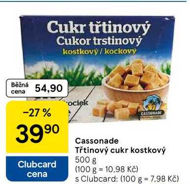 Cassonade Třtinový cukr kostkový, 500 g 