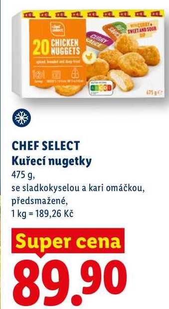 CHEF SELECT Kuřecí nugetky, 475 g