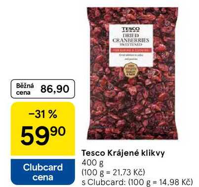 Tesco Krájené klikvy, 400 g