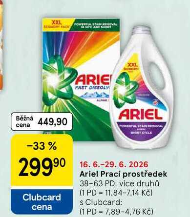 Ariel Prací prostředek, 38-63 PD, více druhů Tesco