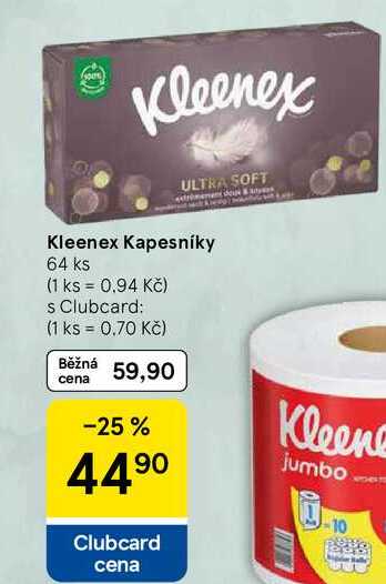 Kleenex Kapesníky, 64 ks Tesco