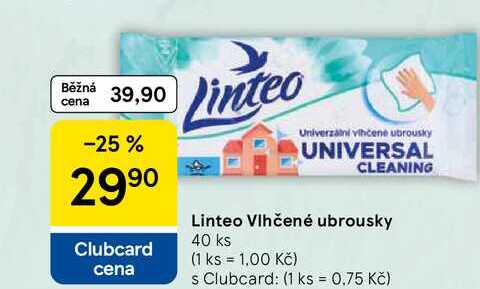 Linteo Vlhčené ubrousky, 40 ks Tesco