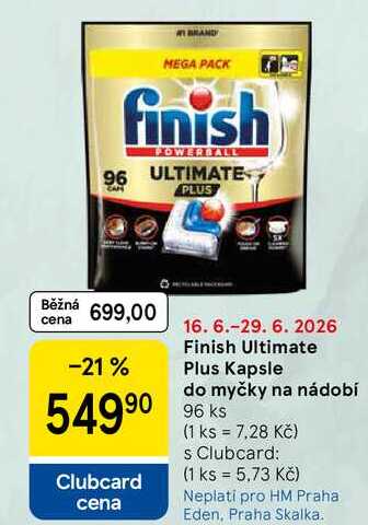 Finish Ultimate Plus Kapsle do myčky na nádobí, 96 ks