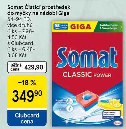Somat Čisticí prostředek do myčky na nádobí Giga, 54-94 PD, více druhů Tesco