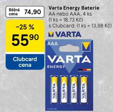 Varta Energy Baterie AA nebo AAA, 4 ks 