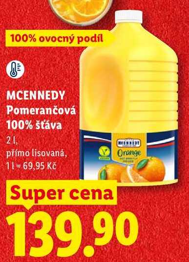 MCENNEDY Pomerančová 100% šťáva, 2 l