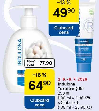 Indulona Tekuté mýdlo, 250 ml Tesco