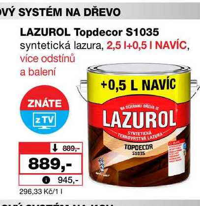 LAZUROL Topdecor $1035 syntetická lazura, 2,5l Barvy a laky drogerie 